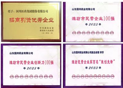 【喜讯】广东会gdh医药及下属山东广东会gdh药业喜获2023潍坊招商引资优秀企业、潍坊民营企业100强等多项荣誉